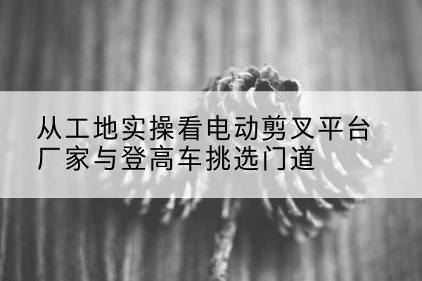 江苏电动剪叉升降平台厂家-从工地实操看电动剪叉平台厂家与登高车挑选门道